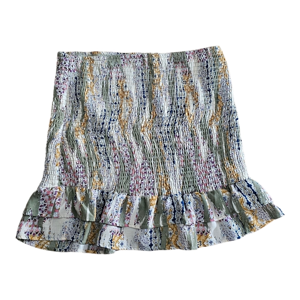 WILLOW & ROOT Smocked  Bohemian Pattern Mini Skirt Size Large